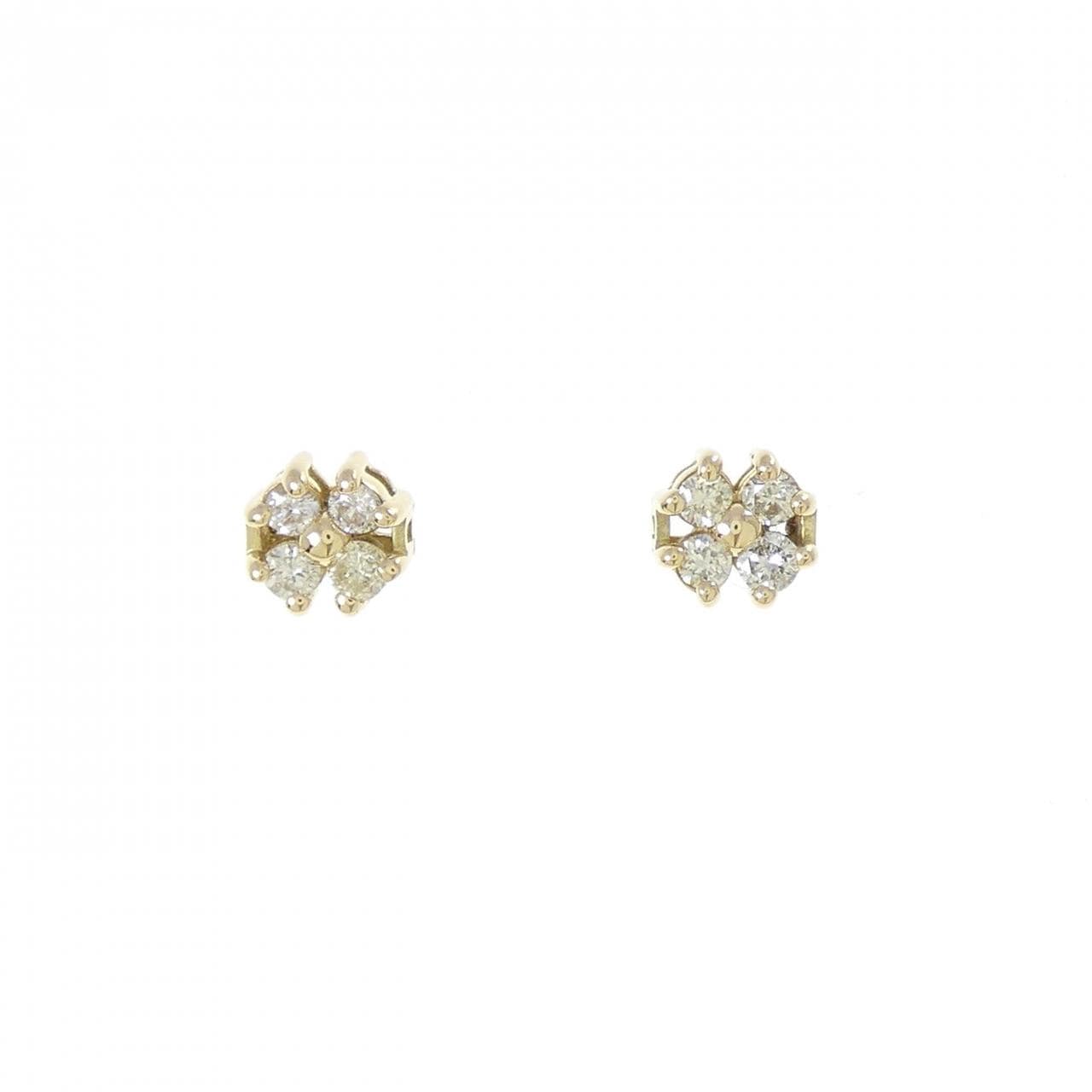 K18YG フラワー ダイヤモンド ピアス