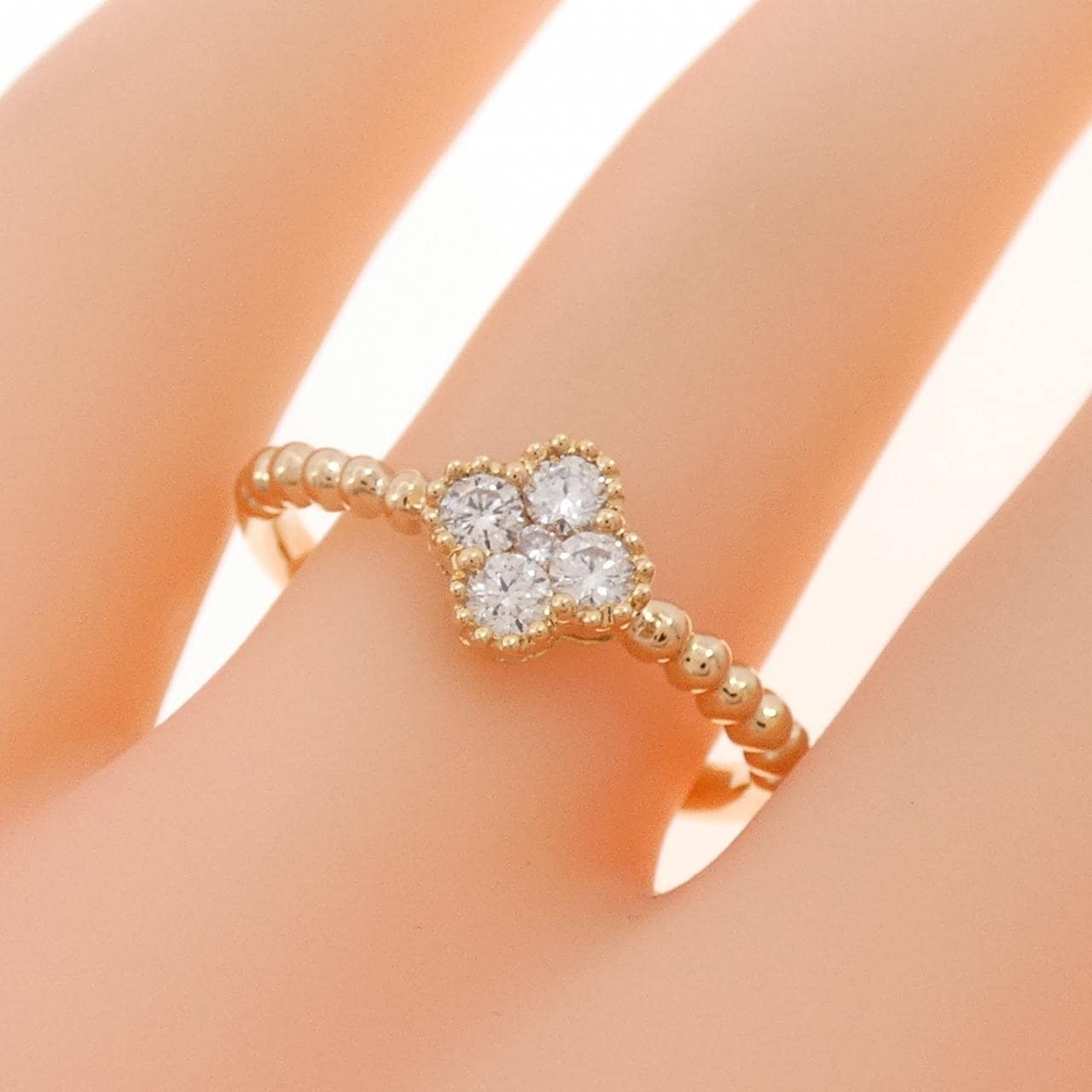 K18PG フラワー ダイヤモンド リング 0.25CT