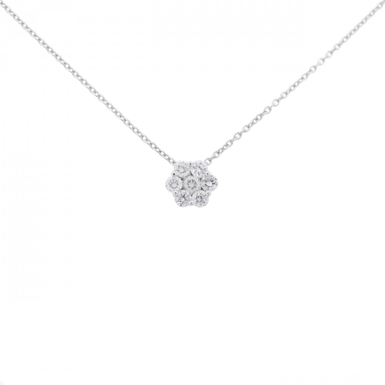 K18WG flower Diamond necklace 0.20CT