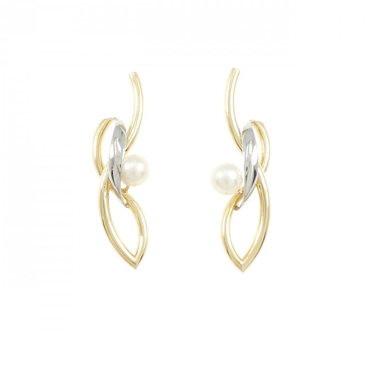 K18YG/PT900 アコヤパール ピアス 4.8mm