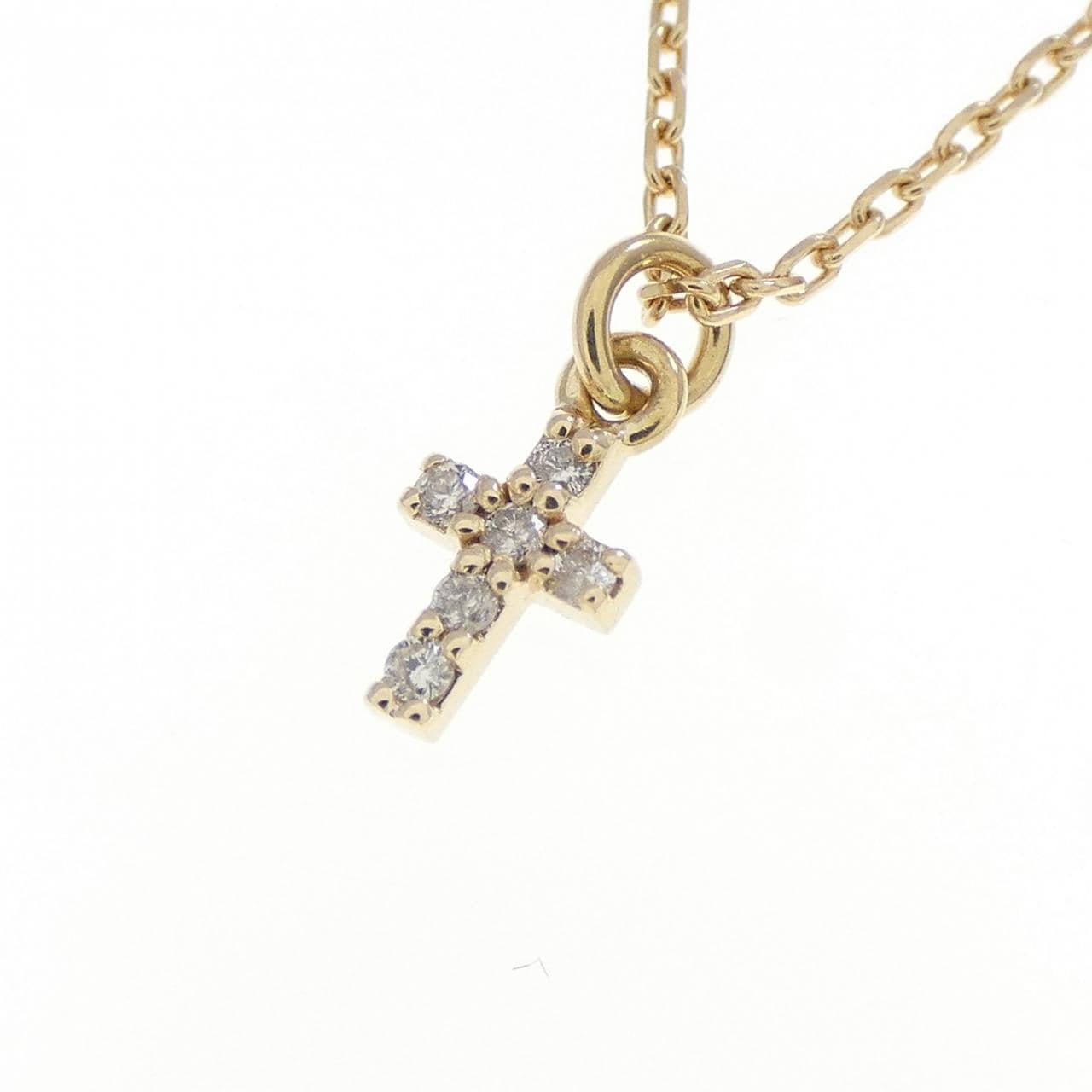 K10YG クロス ダイヤモンド ネックレス 0.033CT