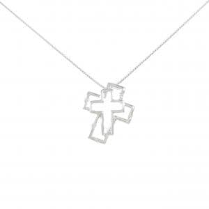 K18WG クロス ダイヤモンド ネックレス 0.05CT
