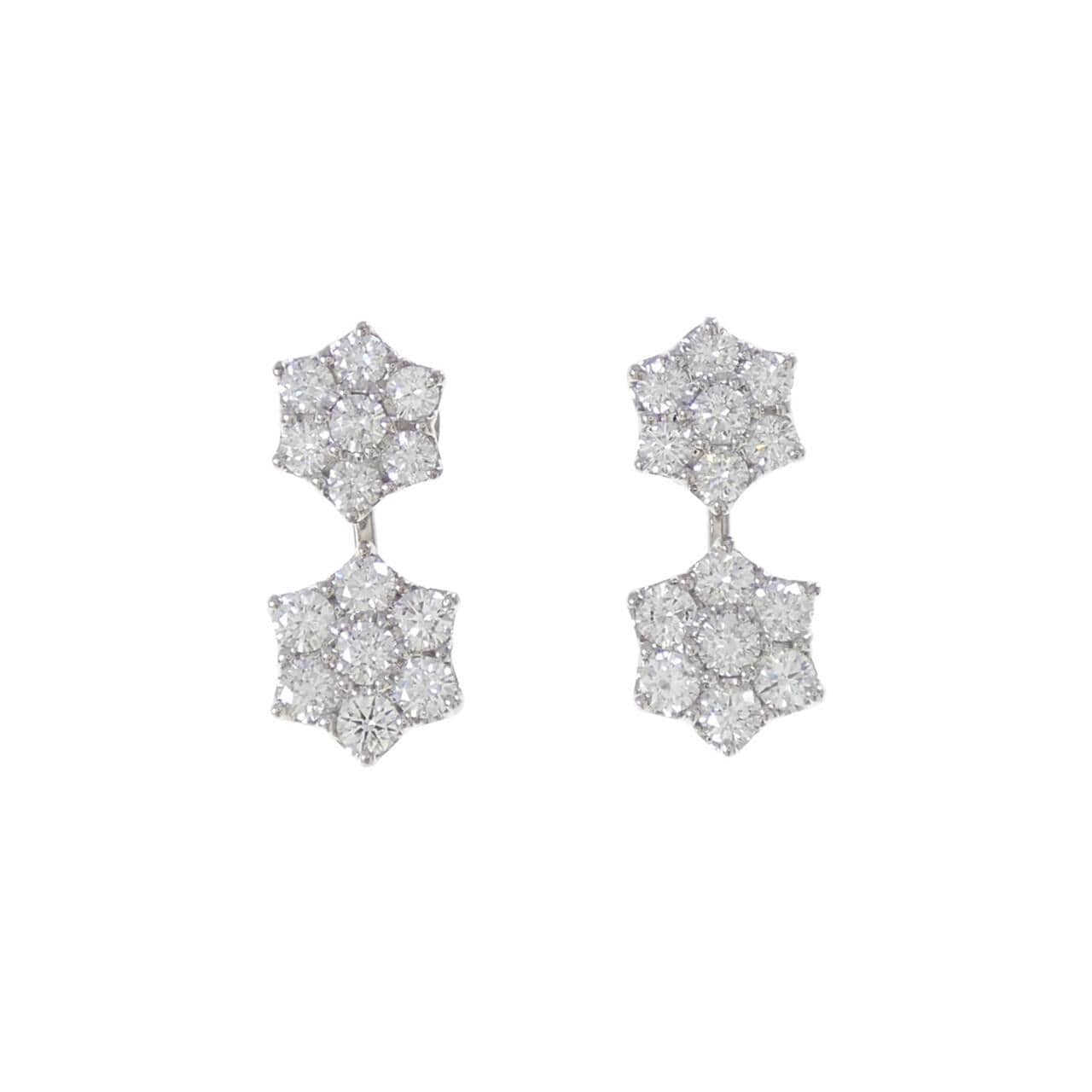 PT900/K14WG フラワー ダイヤモンド ピアス 2.08CT
