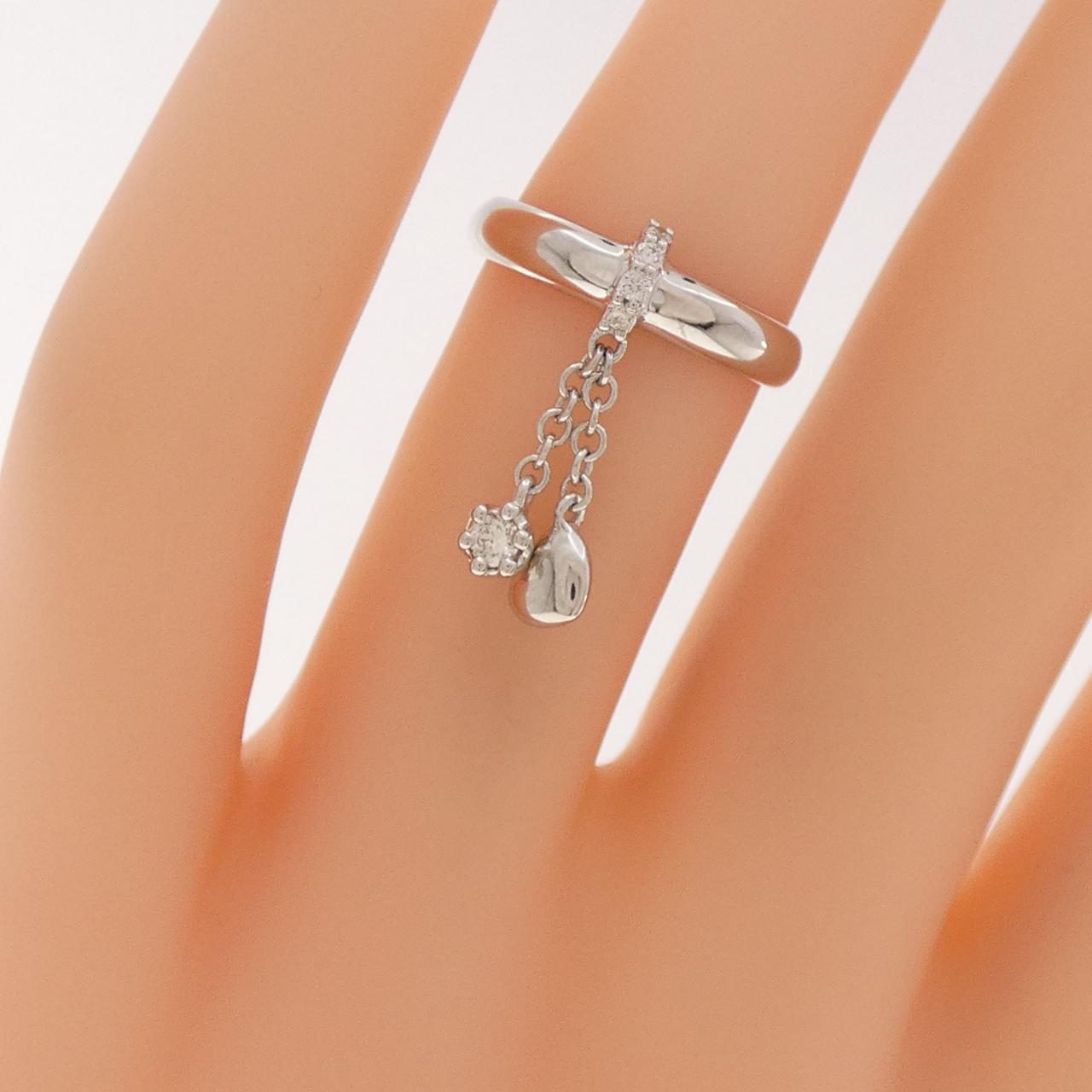 K18WG ハート ダイヤモンド ピンキーリング 0.09CT