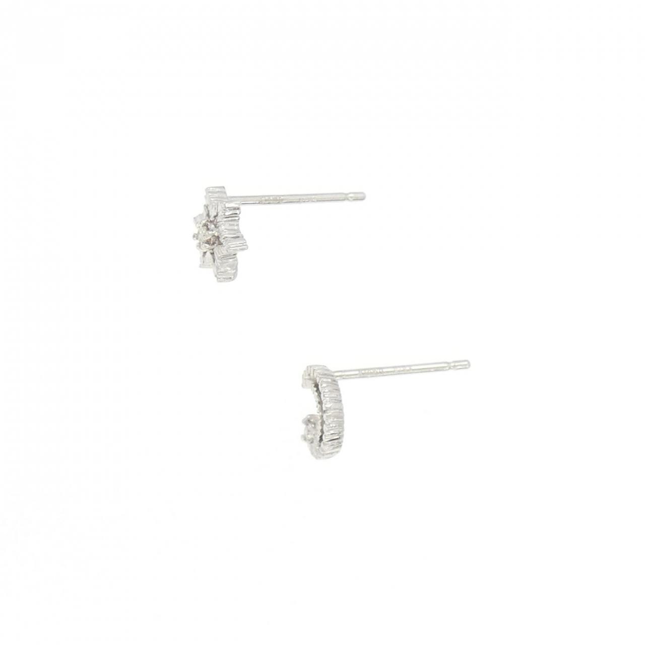 K14WG ムーン ダイヤモンド ピアス 0.02CT