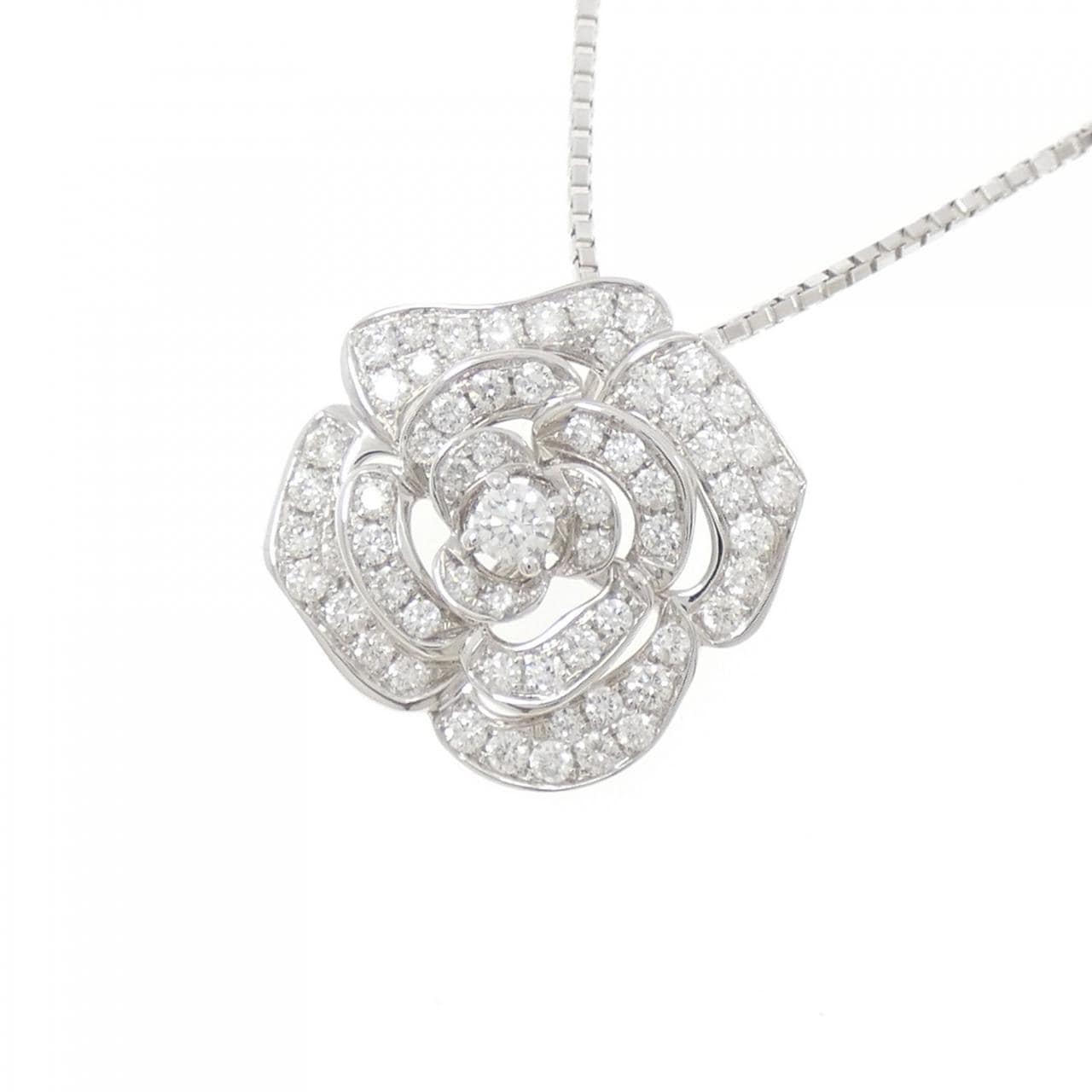 750WG/K18WG ローズ ダイヤモンド ネックレス 1.01CT