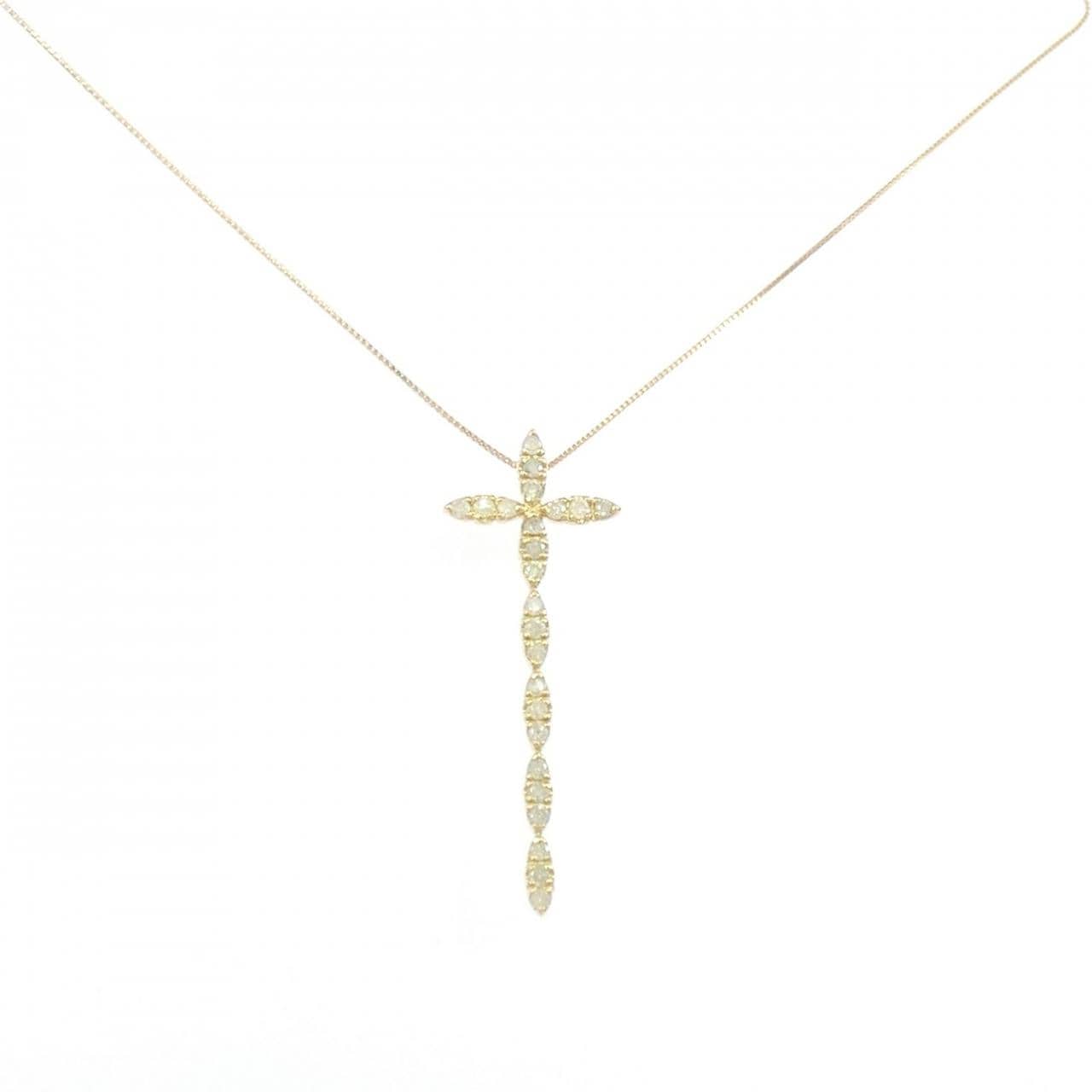 K18YG クロス ダイヤモンド ネックレス 0.50CT