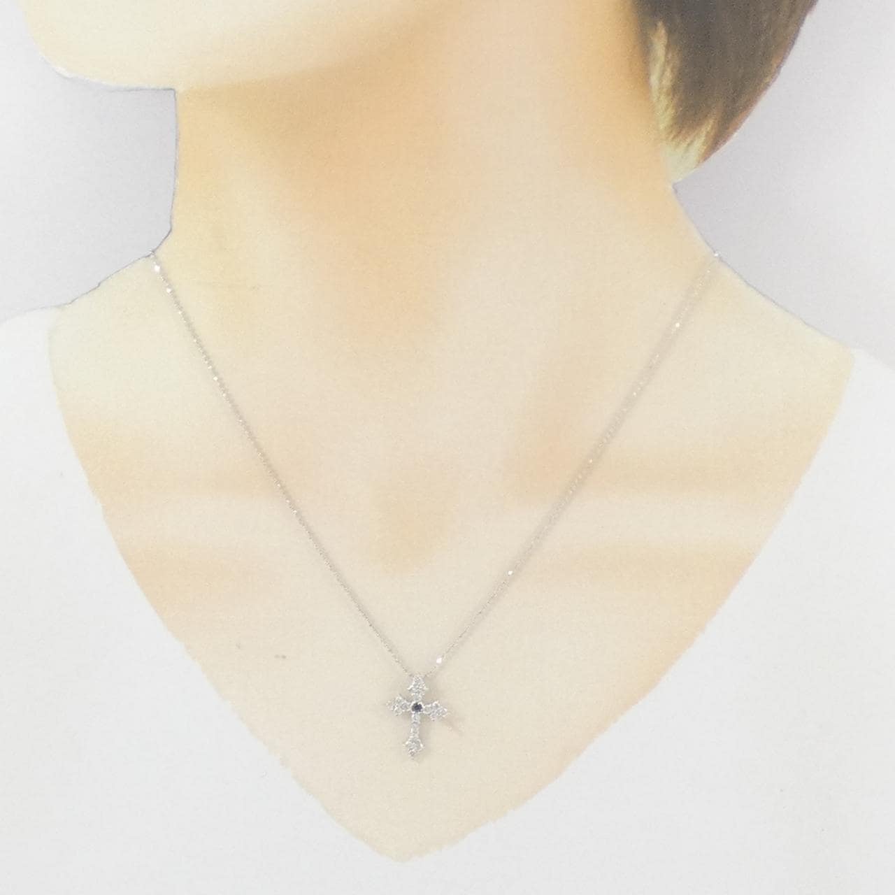 K18WG クロス ダイヤモンド ネックレス 0.50CT