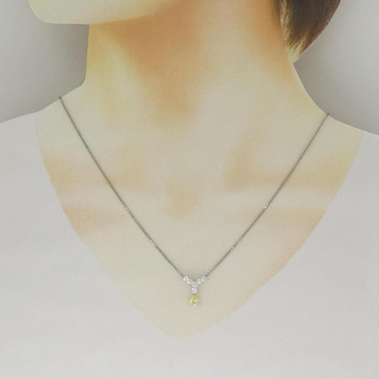 PT950/PT850 ダイヤモンド ネックレス 0.326CT FY SI1 ペアシェイプ