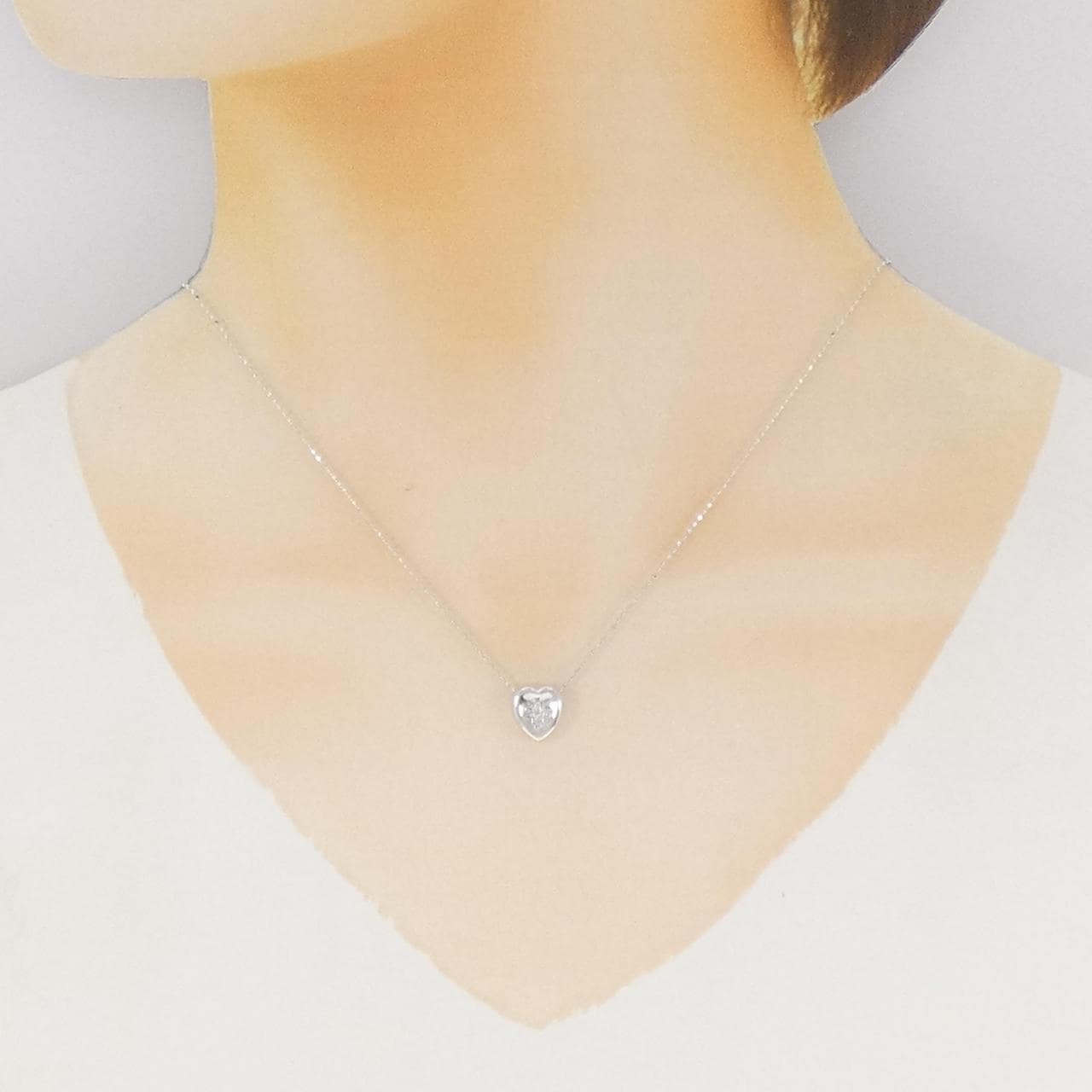 K18WG ハート ダイヤモンド ネックレス 0.07CT