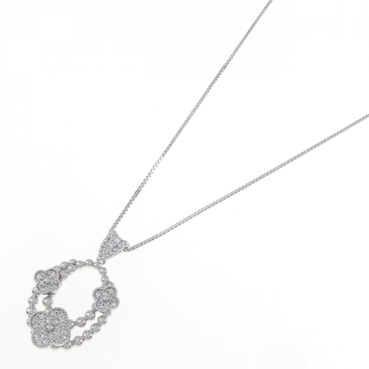 K18WG 花形鑽石項鍊 0.23CT