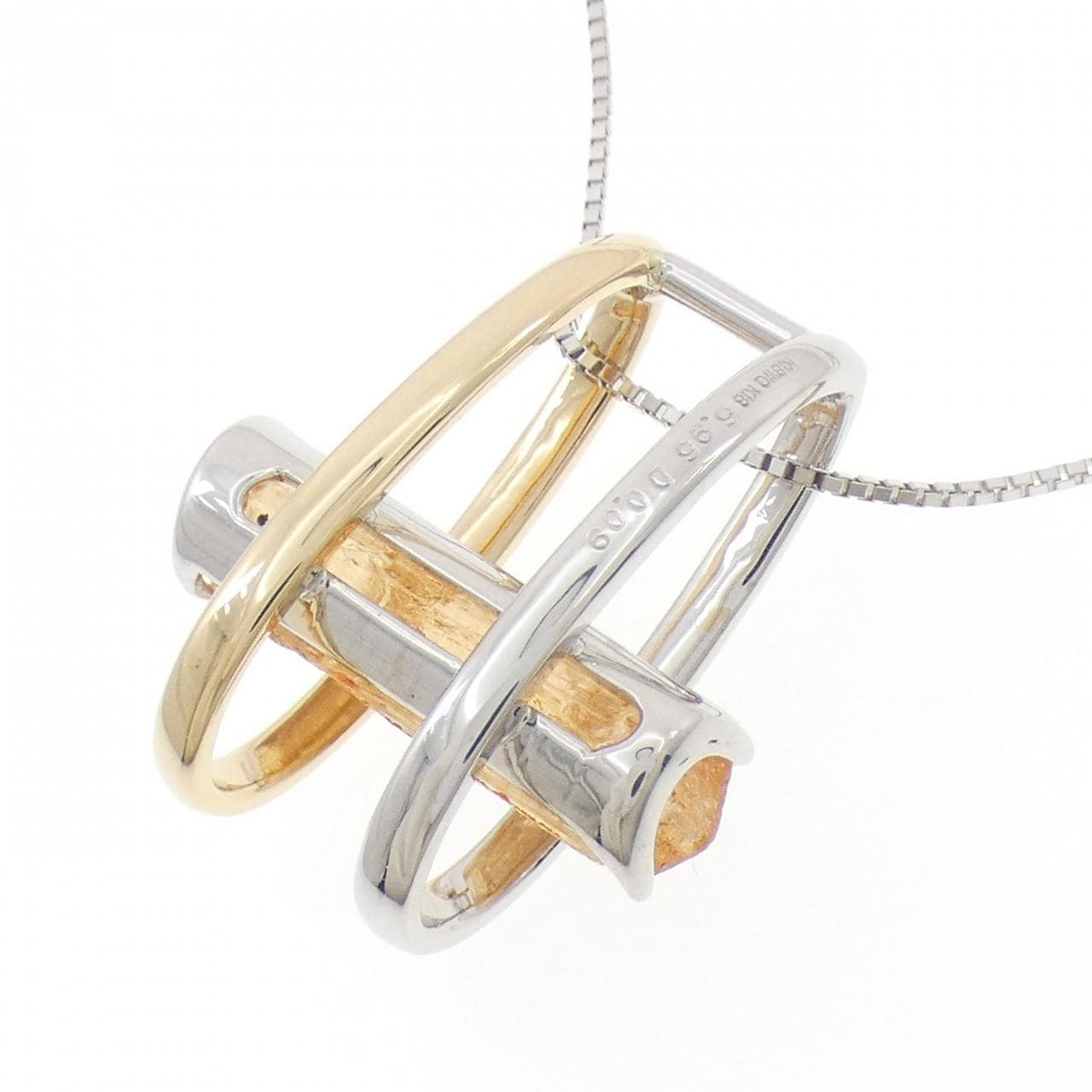 K18白金/K18黄金帝王托帕石项链，5.96克拉