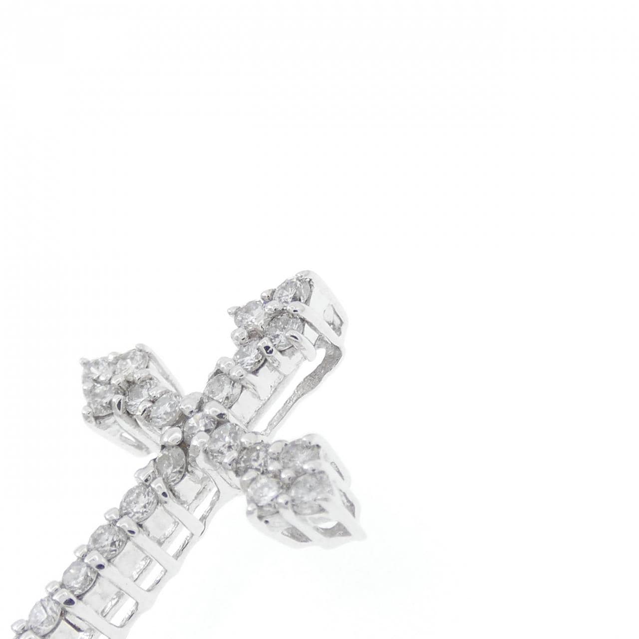 K18WG クロス ダイヤモンド ペンダント 0.30CT