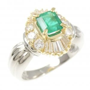PT900/K18YG エメラルド リング 0.56CT