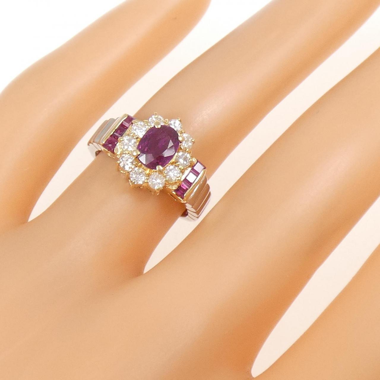 PT900/K18YG ルビー リング 0.97CT