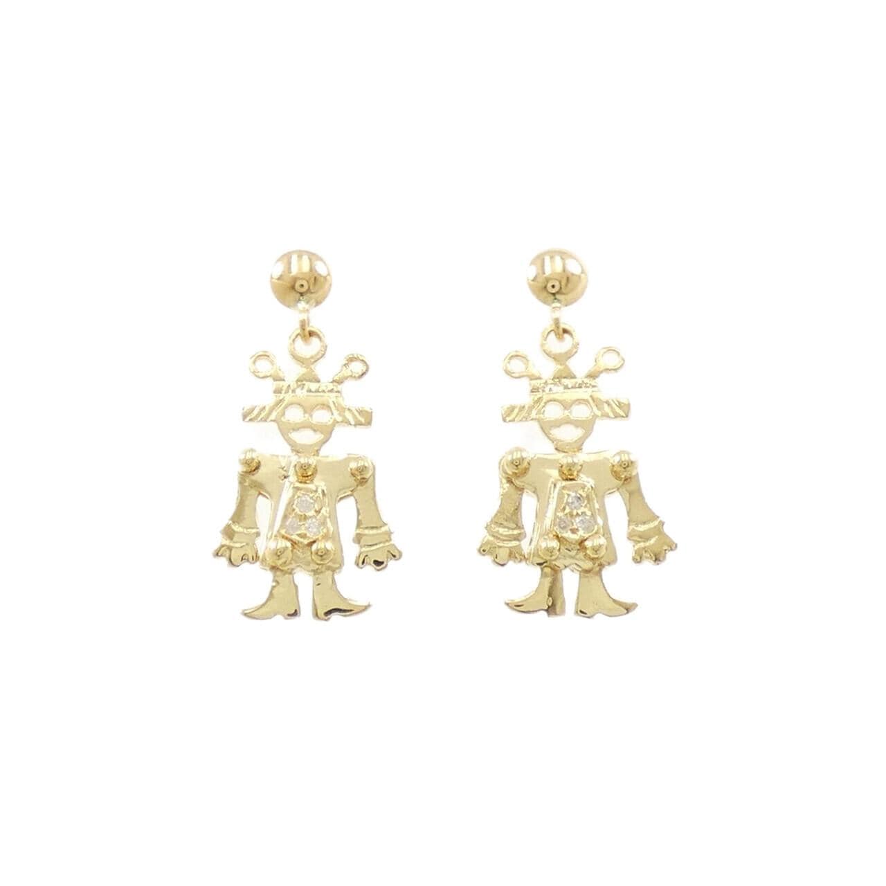 K18YG Diamond earrings 0.02CT