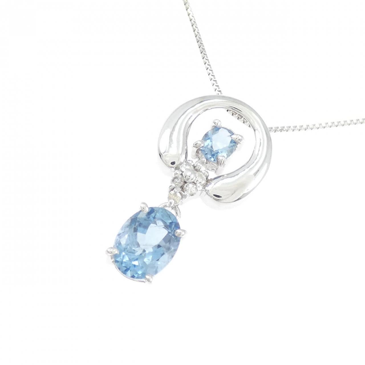 K18WG アクアマリン ネックレス 0.86CT