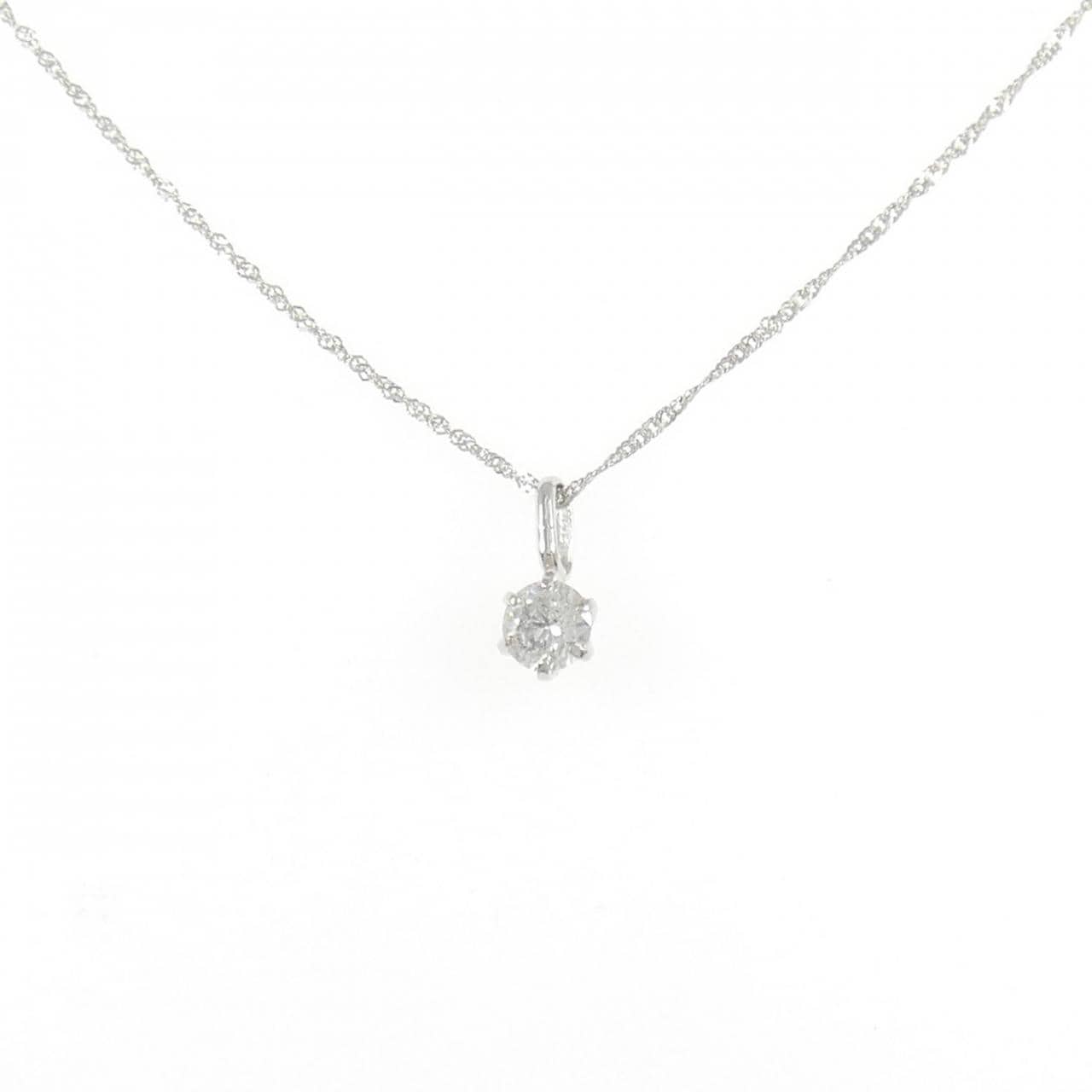 K18WGソリティア  ダイヤモンド ネックレス 0.3CT