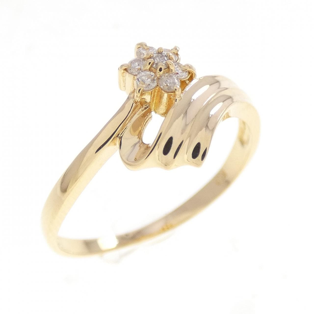 K18YG フラワー ダイヤモンド リング 0.07CT