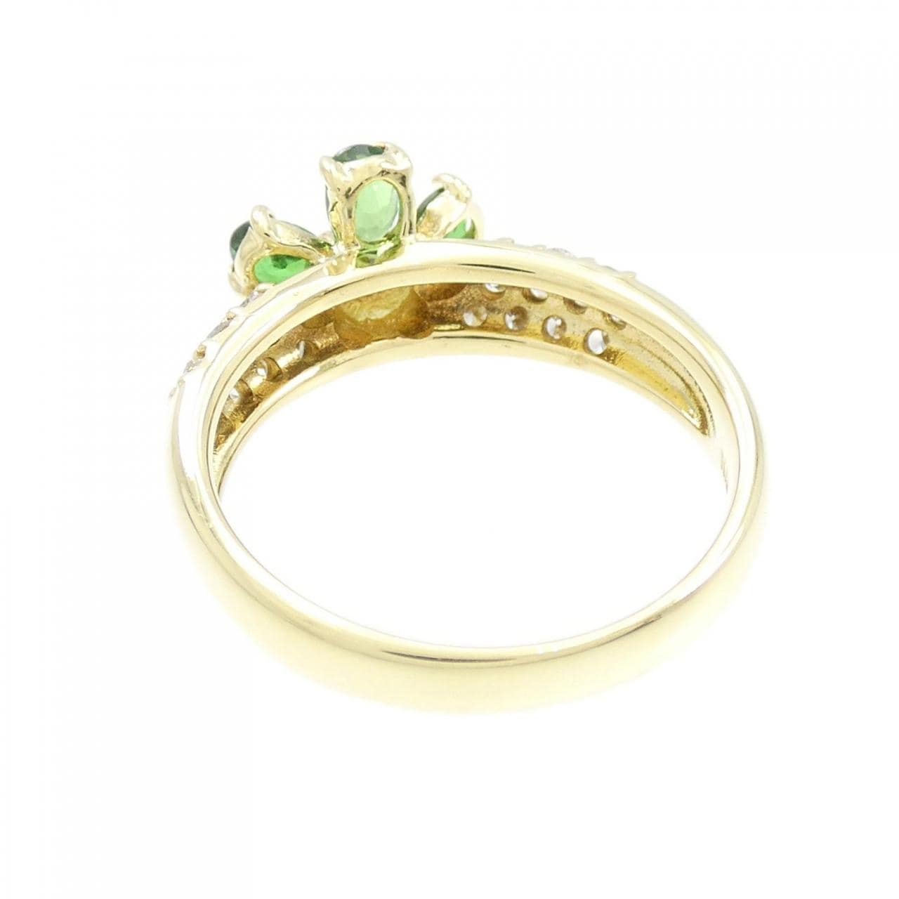 K18YG flower Garnet ring