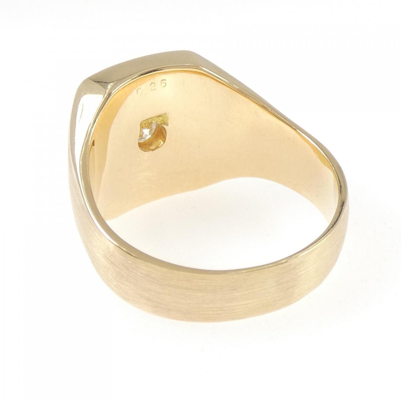 K18YG 印台 ダイヤモンド リング 0.26CT