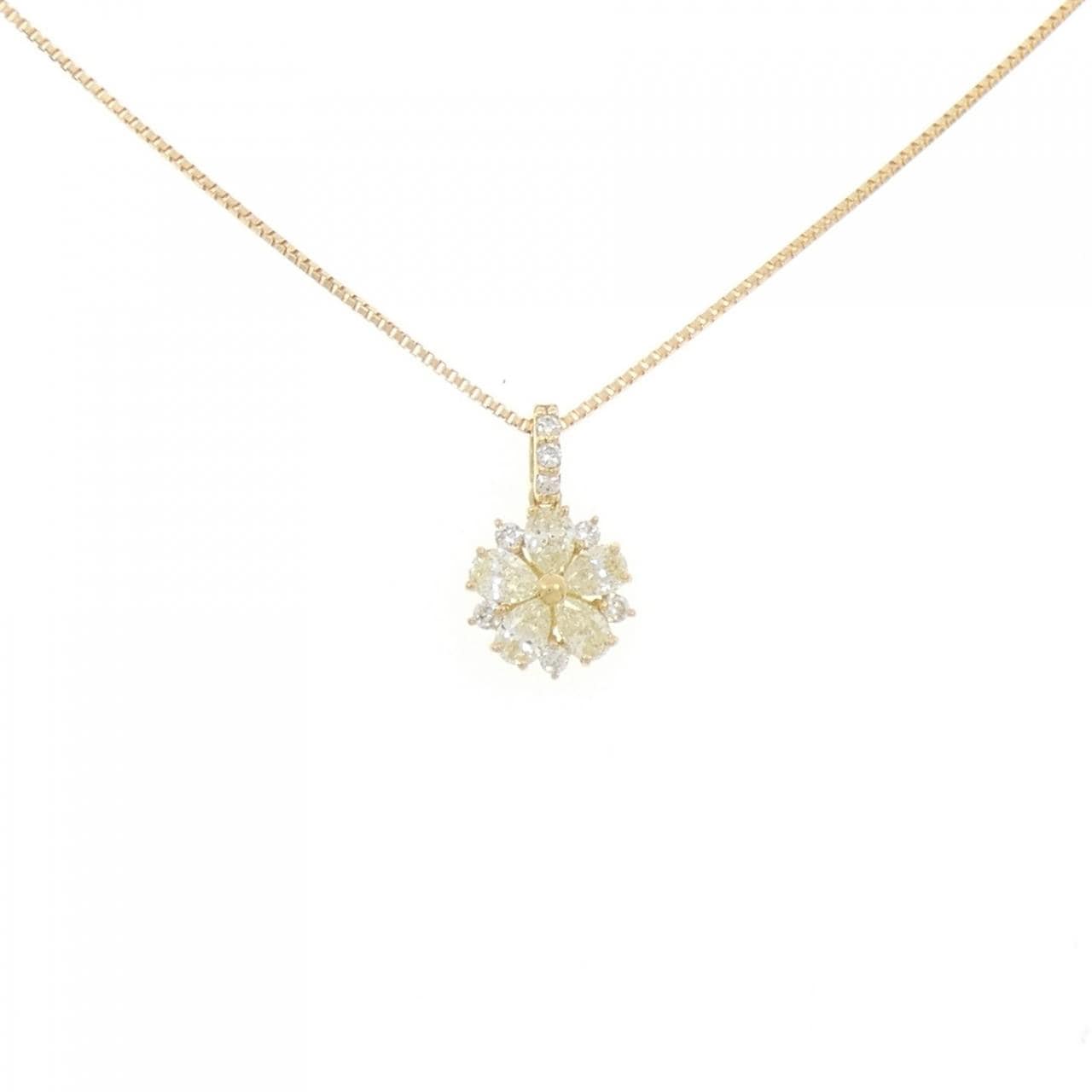 【新品】K18YG フラワー ダイヤモンド ネックレス 0.30CT