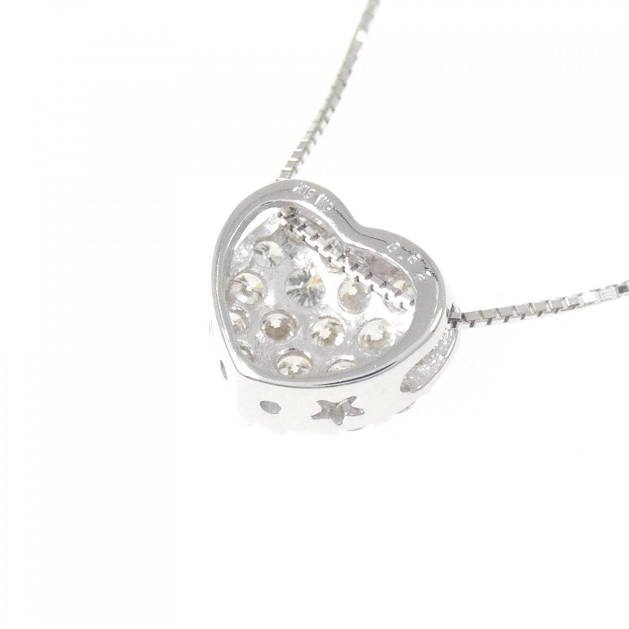 K18WG ハート パヴェ ダイヤモンド ネックレス 0.62CT