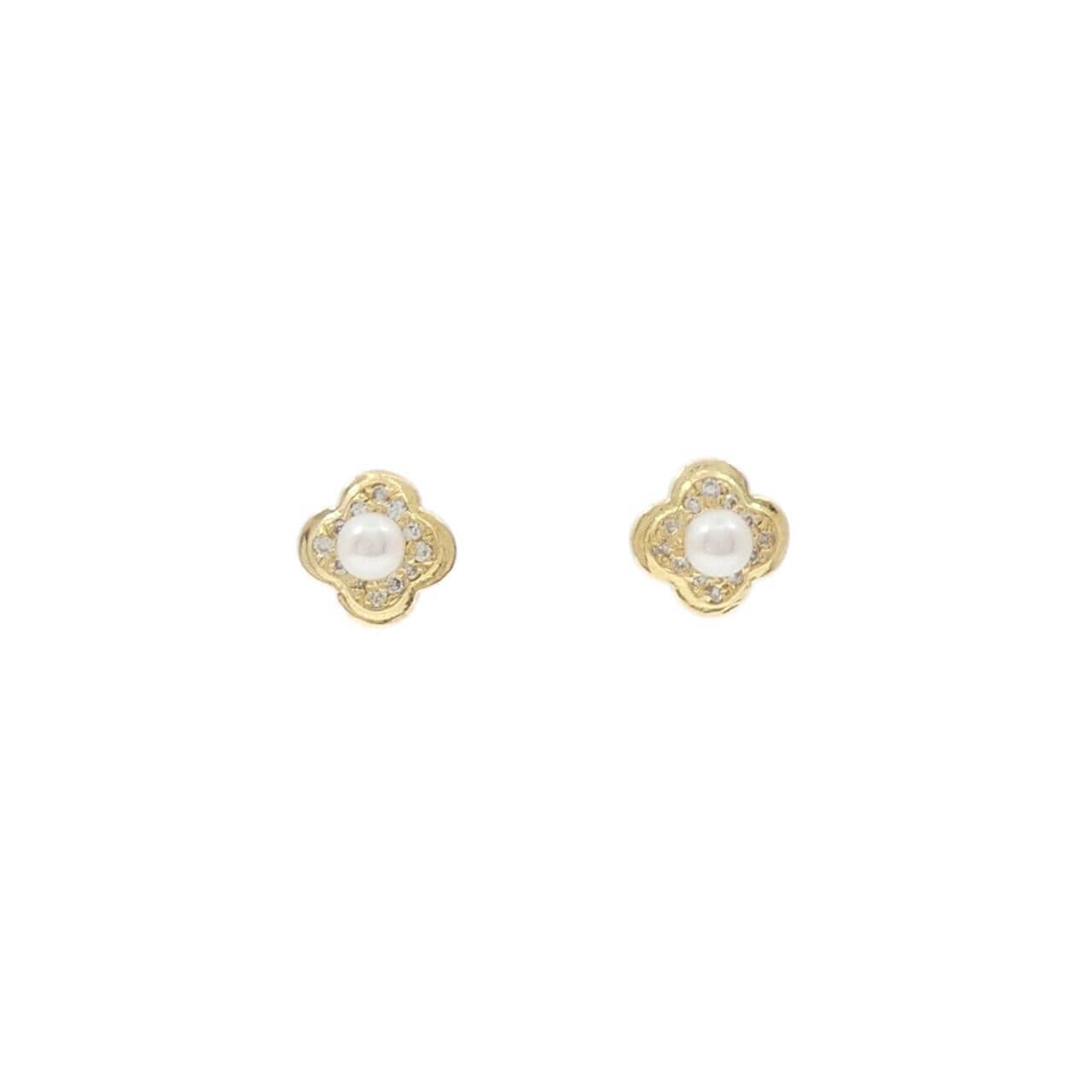 18K 黃金花朵Akoya珍珠耳環 3 毫米