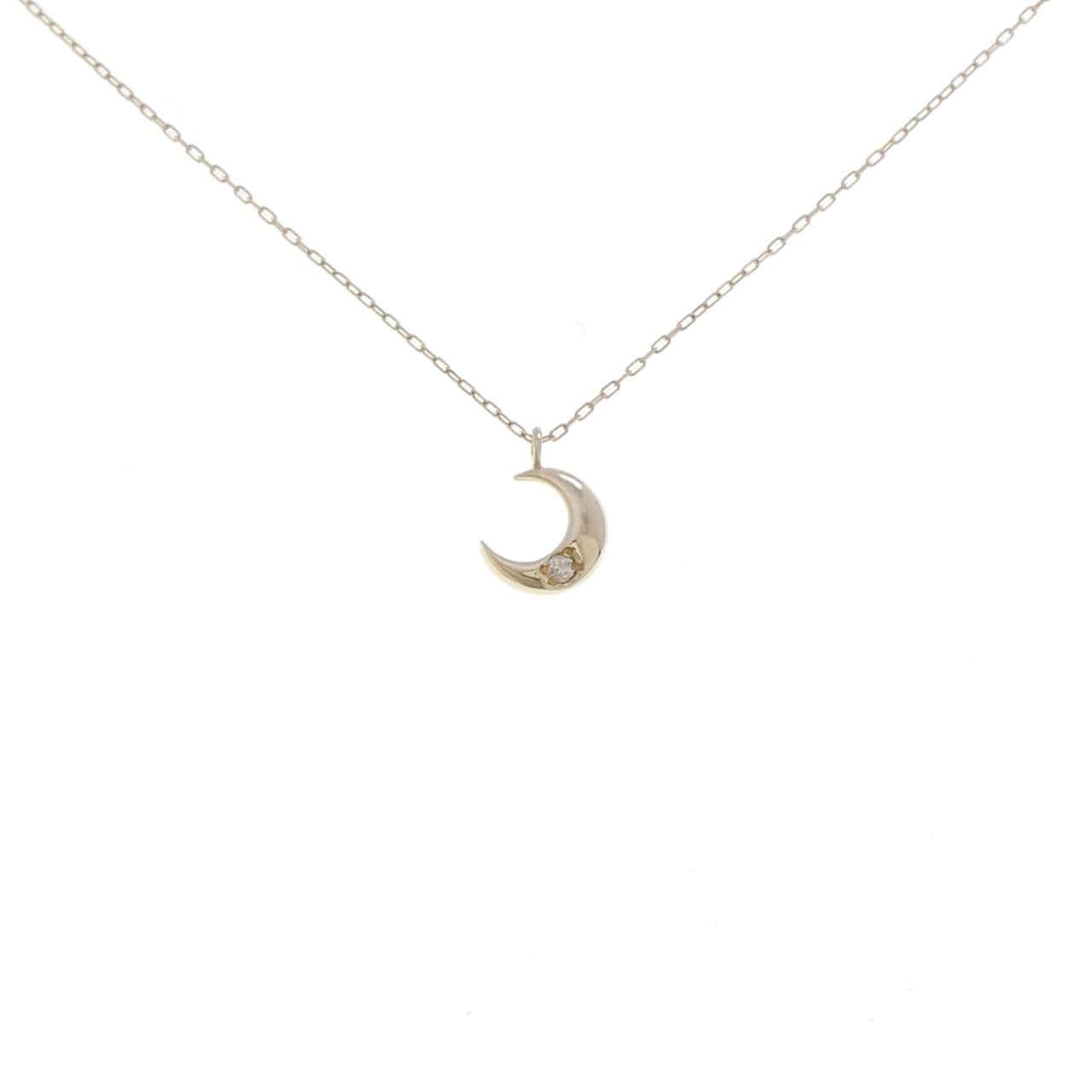 K10YG ムーン ダイヤモンド ネックレス 0.01CT