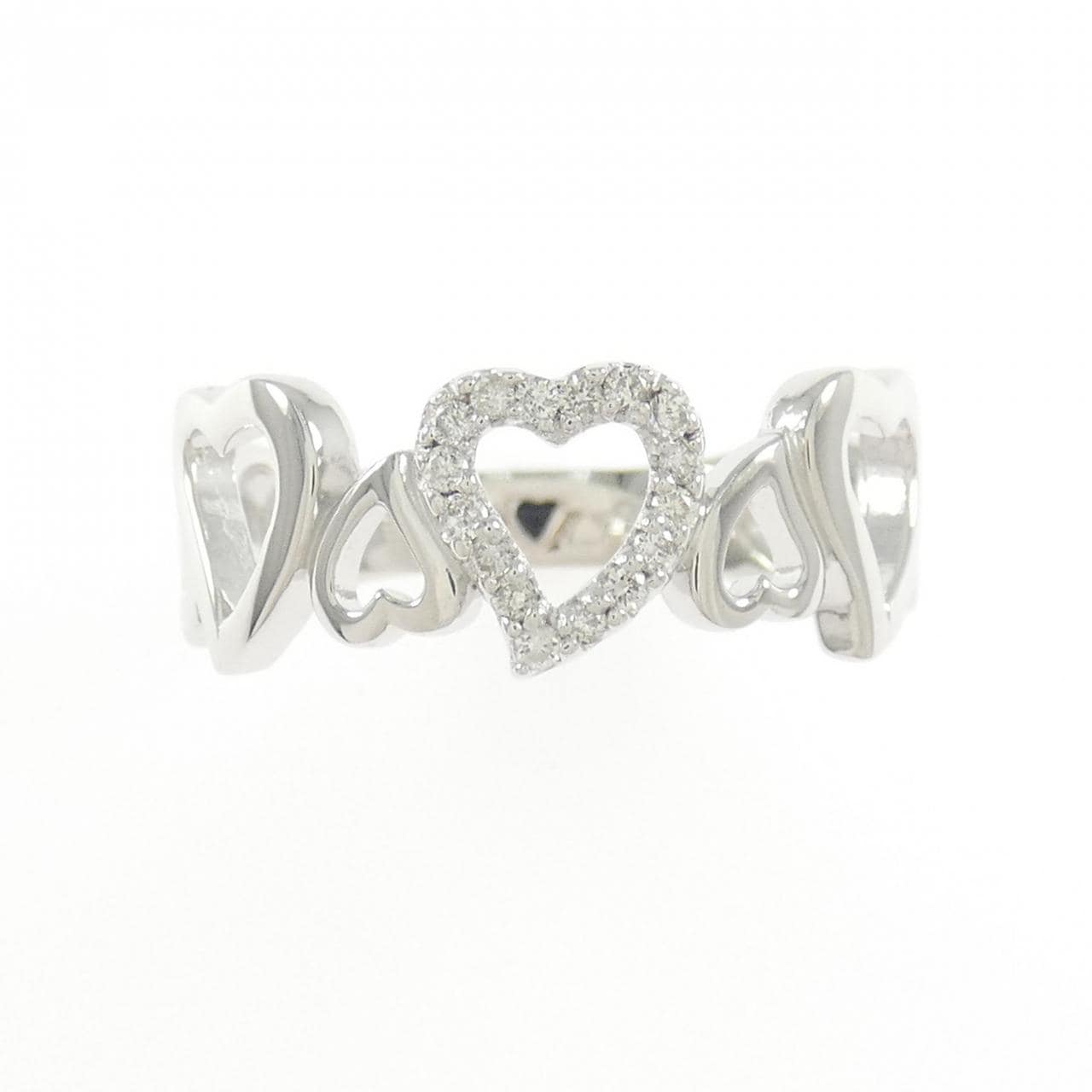 K18WG ハート ダイヤモンド リング 0.10CT