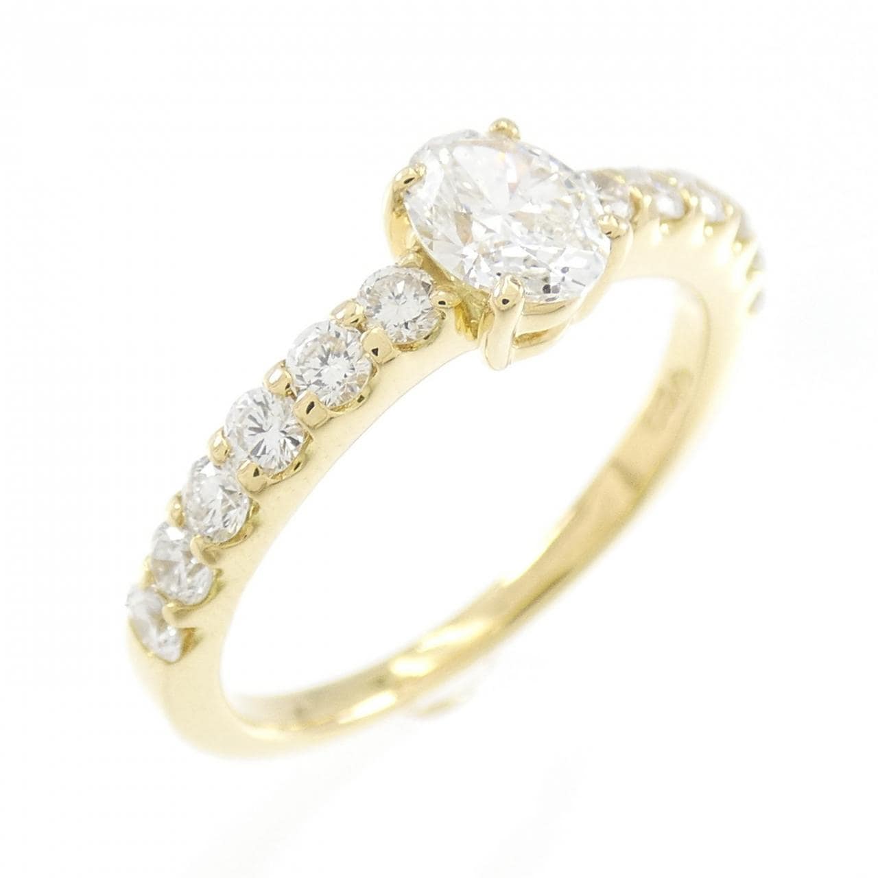 K18YG Diamond Ring 0.372CT F SI2 Oval Cut