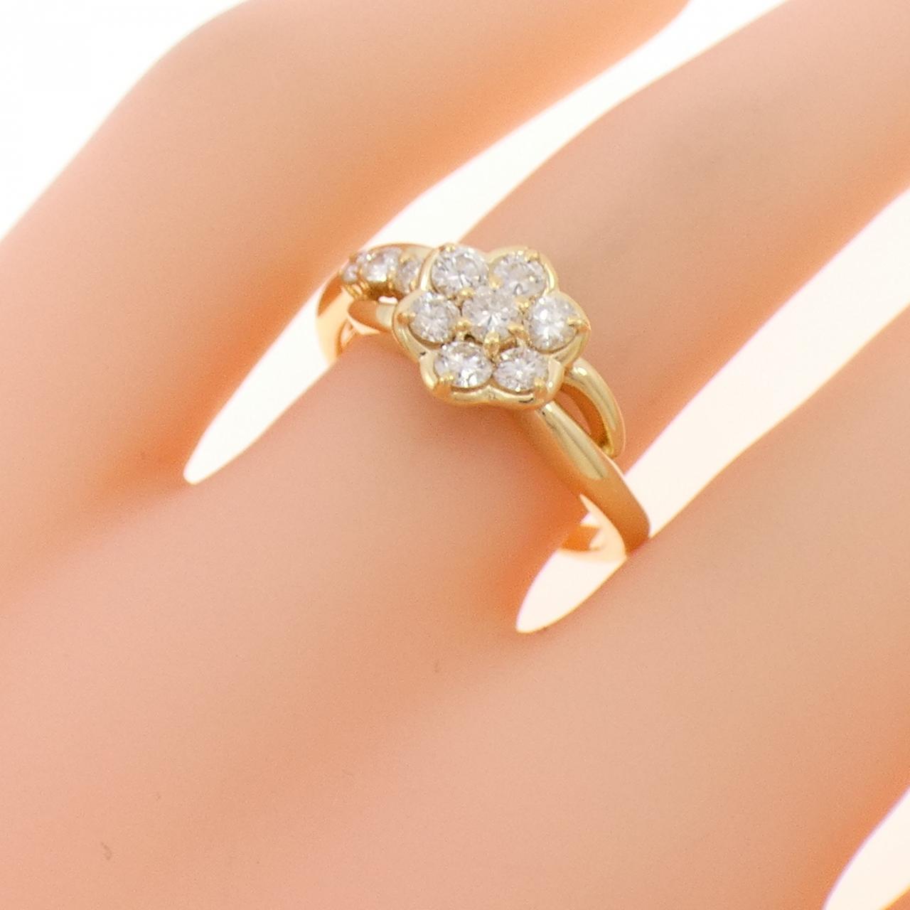 K18YG フラワー ダイヤモンド リング 0.50CT