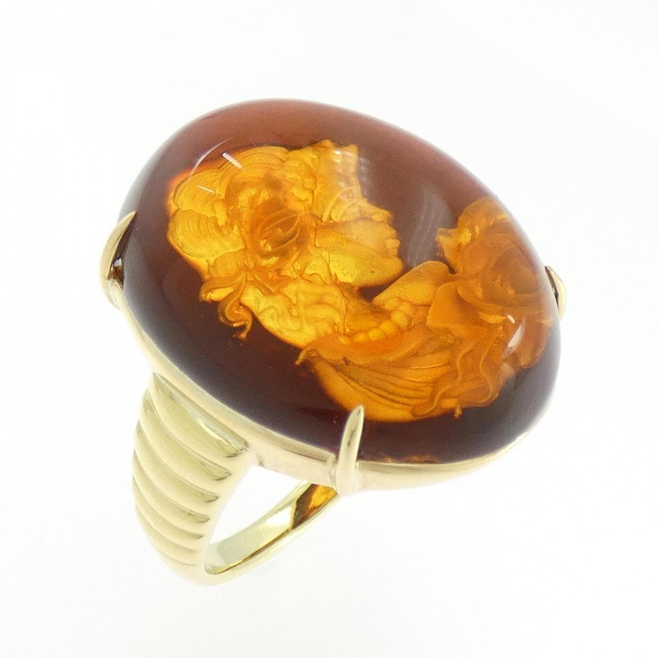 K18YG 琥珀 リング