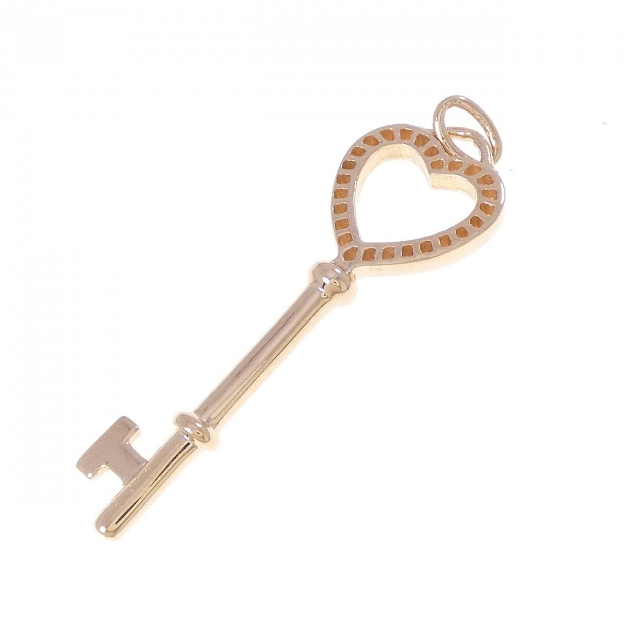 K18PG ハート×キー ダイヤモンド ペンダント 0.15CT