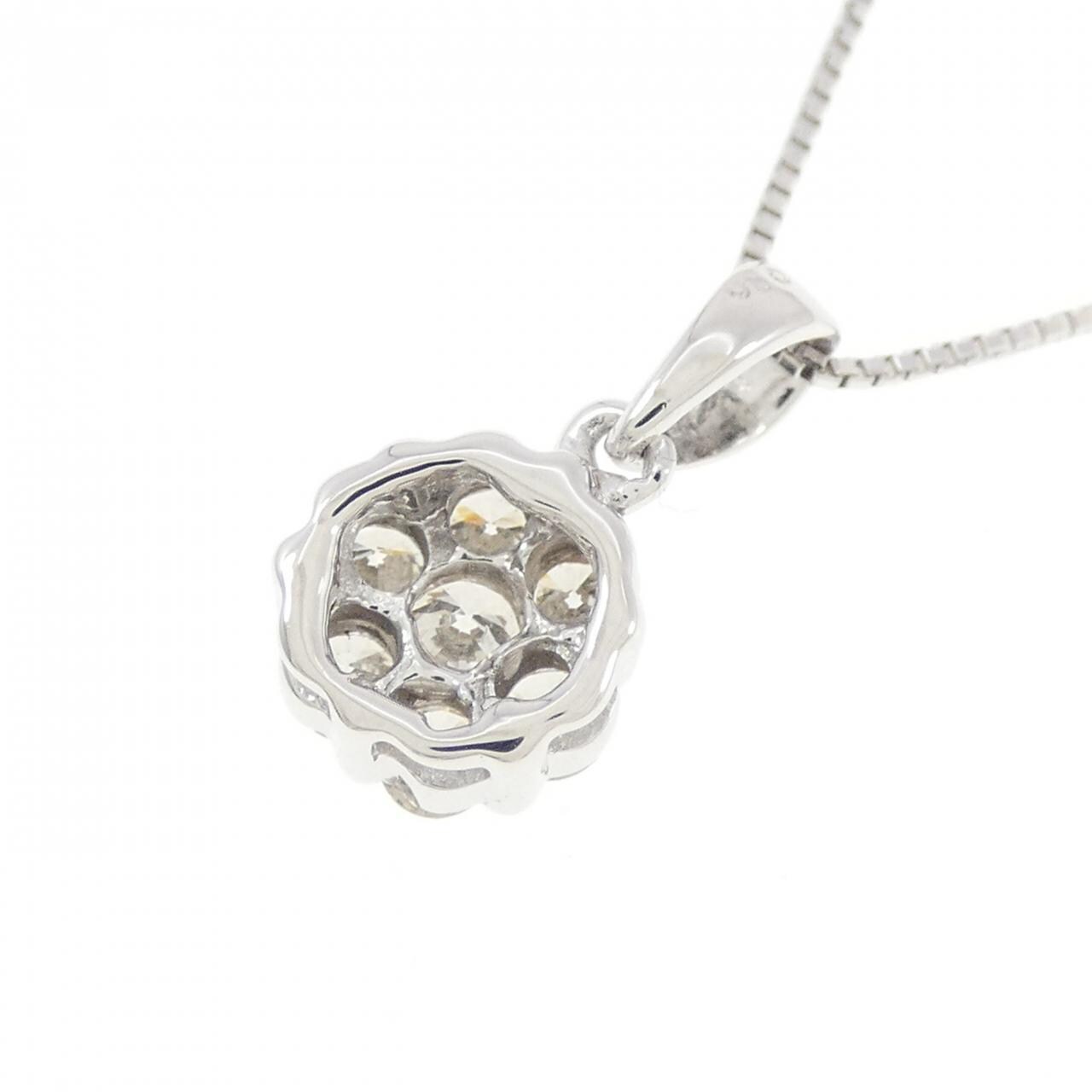 K18WG フラワー ダイヤモンド ネックレス 0.50CT