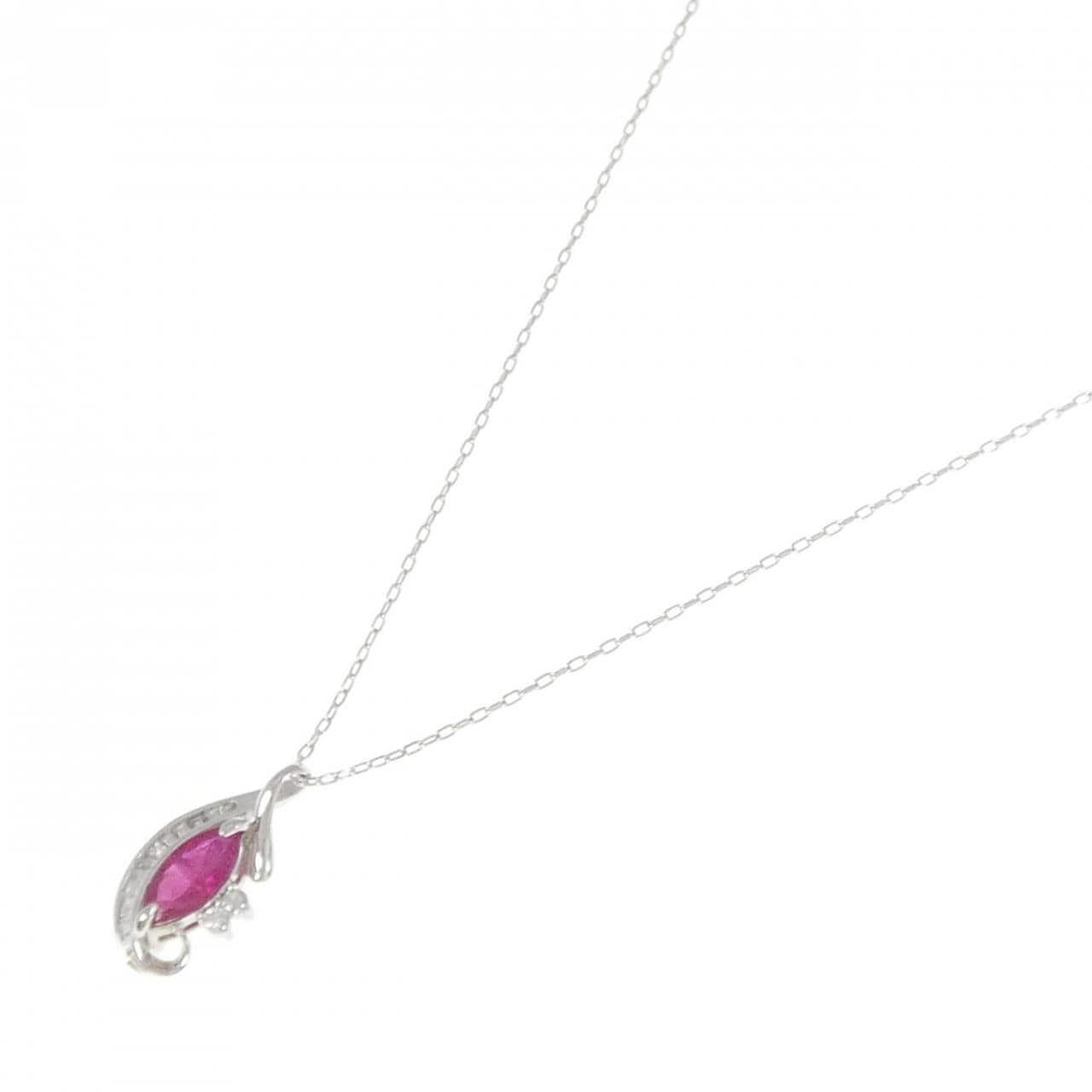K18WG ルビー ネックレス 0.89CT