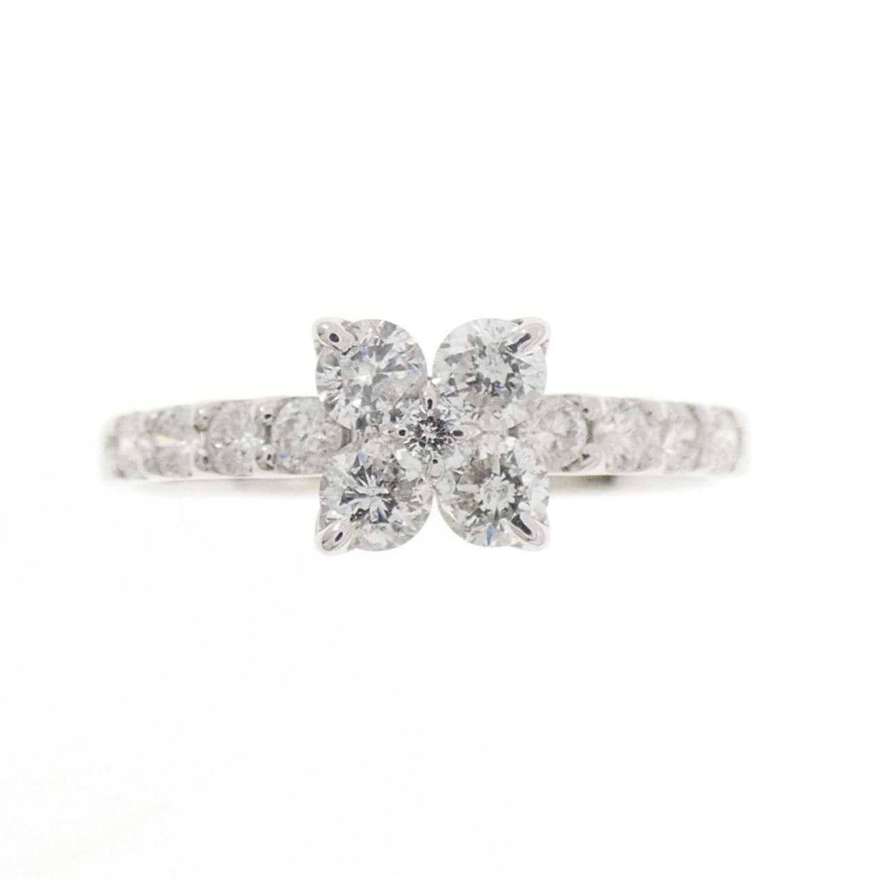 K18WG フラワー ダイヤモンド リング 0.55CT