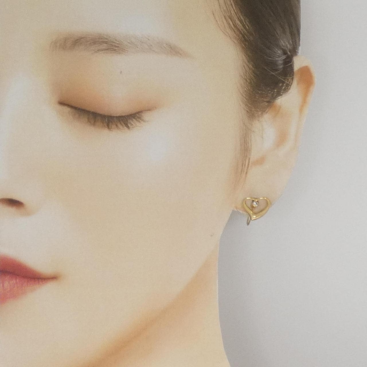 K18YG ハート ダイヤモンド イヤリング