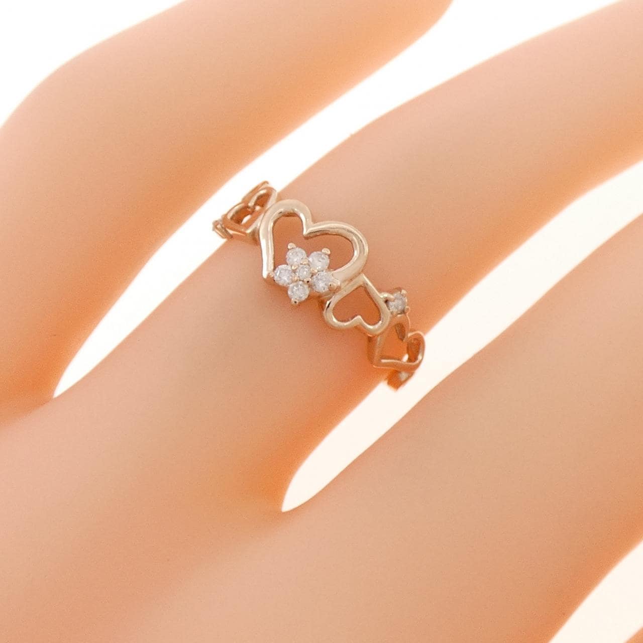 K10PG ハート ダイヤモンド リング