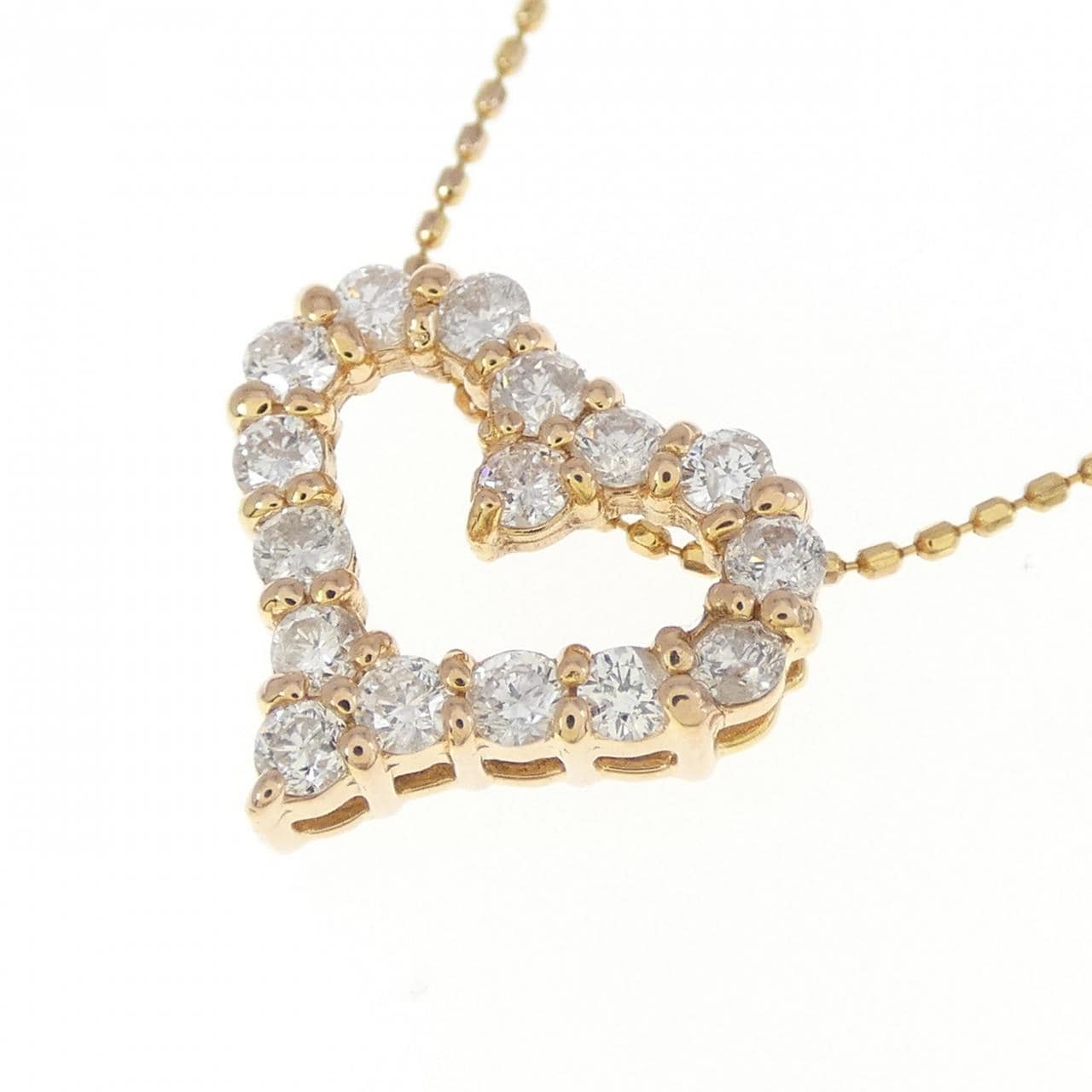 K18PG ハート ダイヤモンド ネックレス 0.50CT