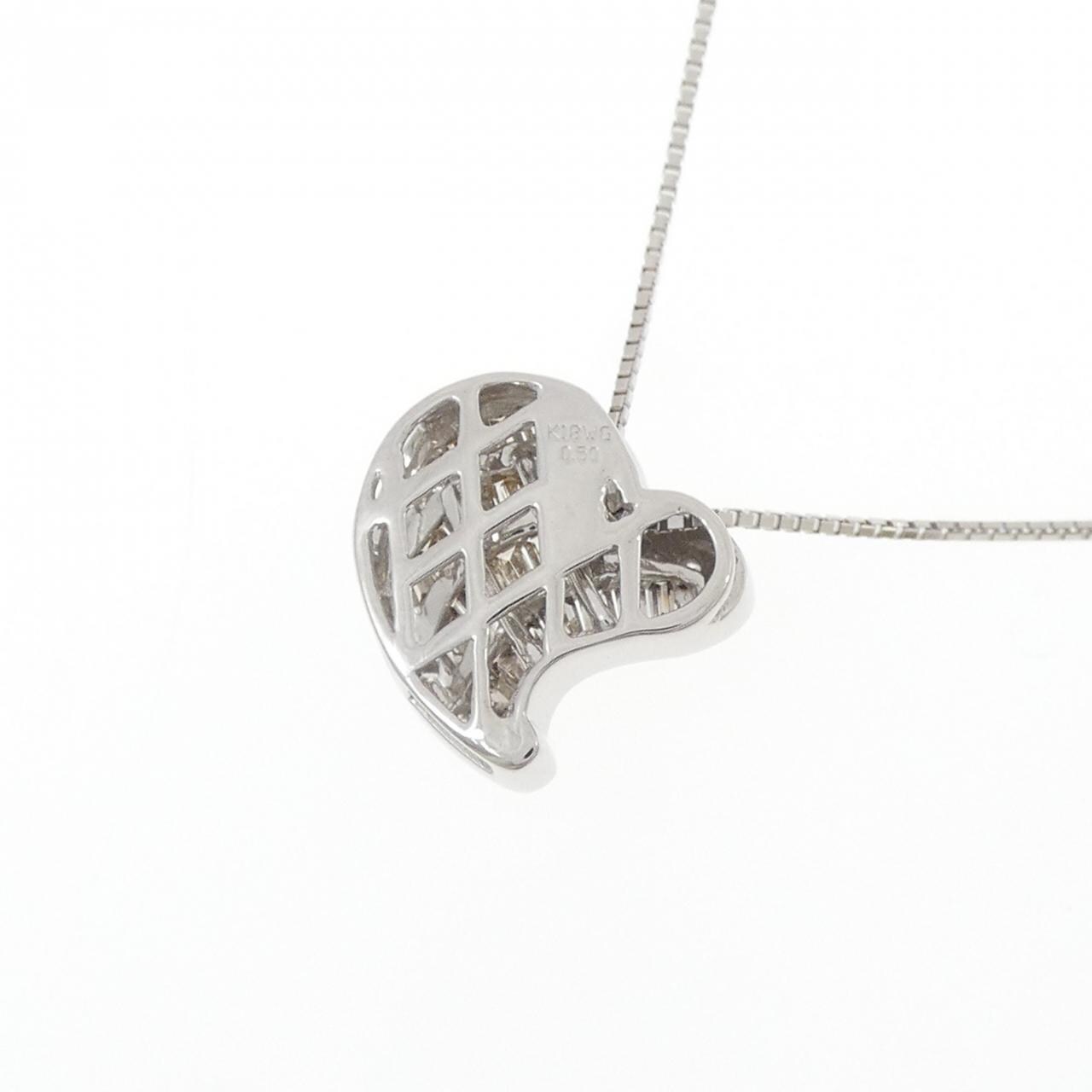 K18WG ハート ダイヤモンド ネックレス 0.50CT