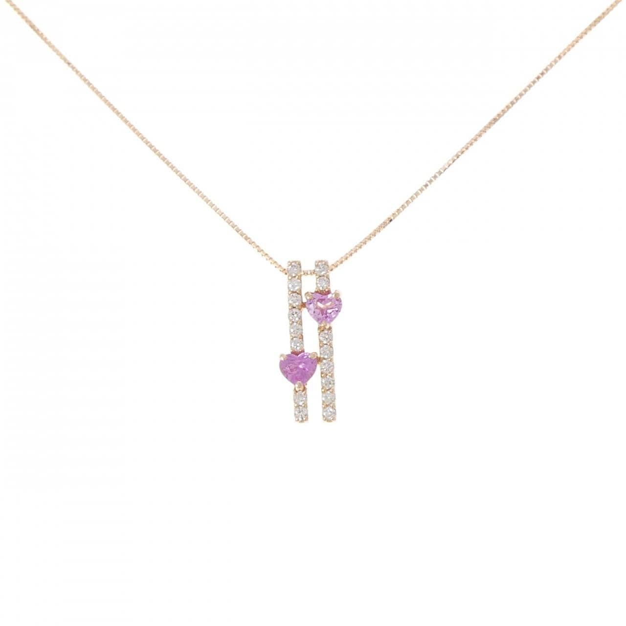 K18PG ハート サファイヤ ネックレス 0.54CT
