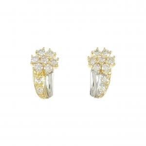 K18YG/K18WG フラワー ダイヤモンド ピアス 0.73CT