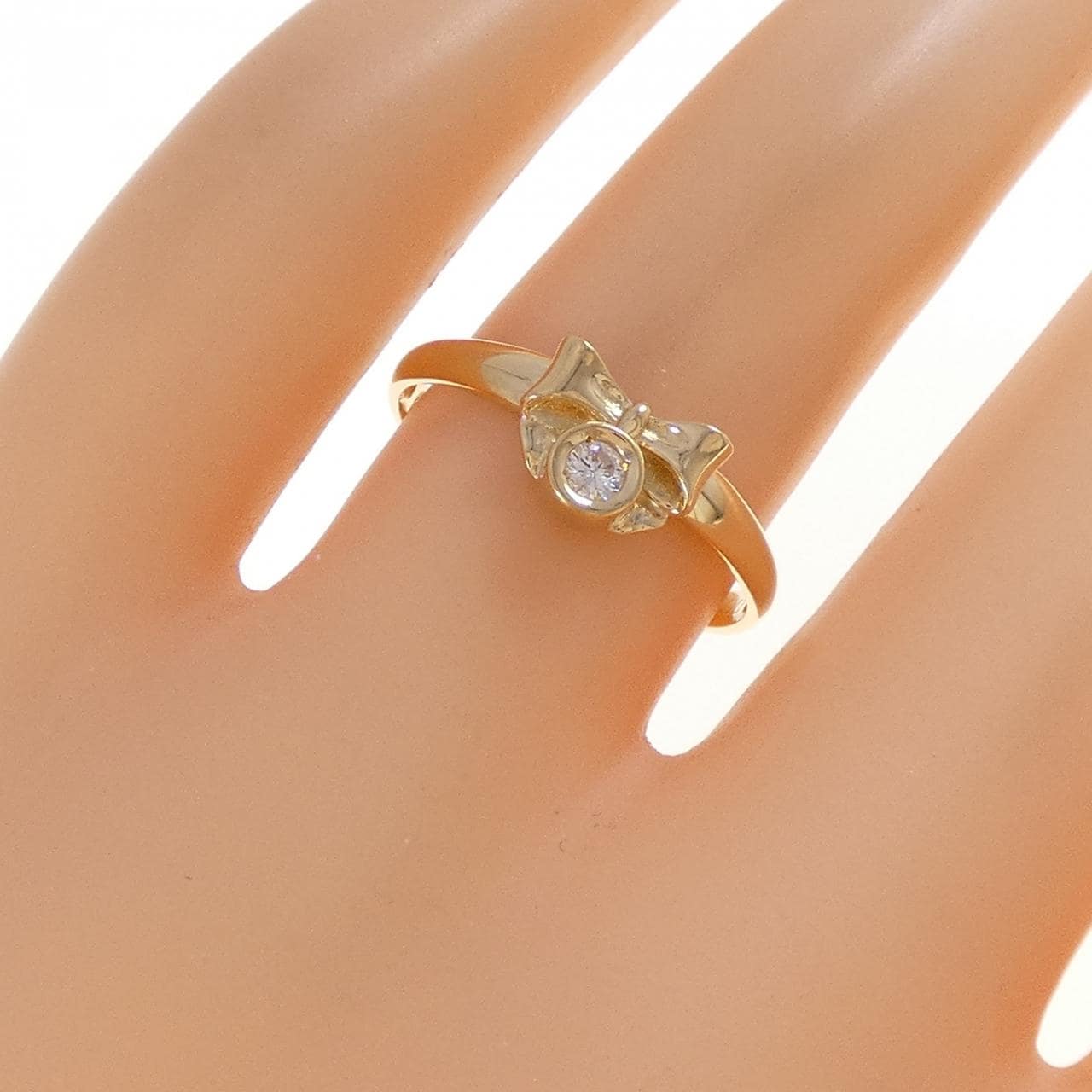 K18YG 絲帶鑽石戒指 0.05CT