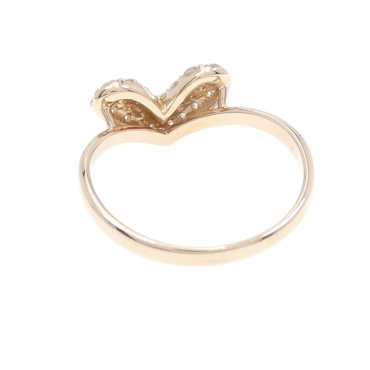 K18PG Pave Heart Diamond Ring 0.52CT