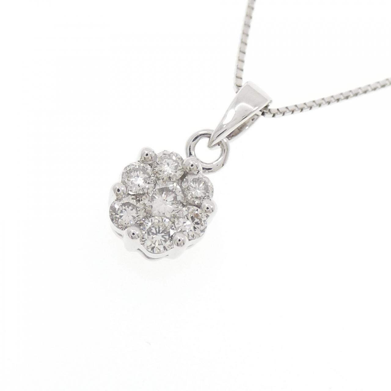K18WG フラワー ダイヤモンド ネックレス 0.50CT