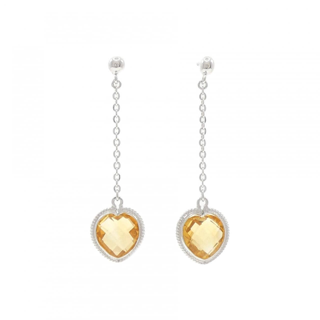 K18WG ハート シトリン ピアス