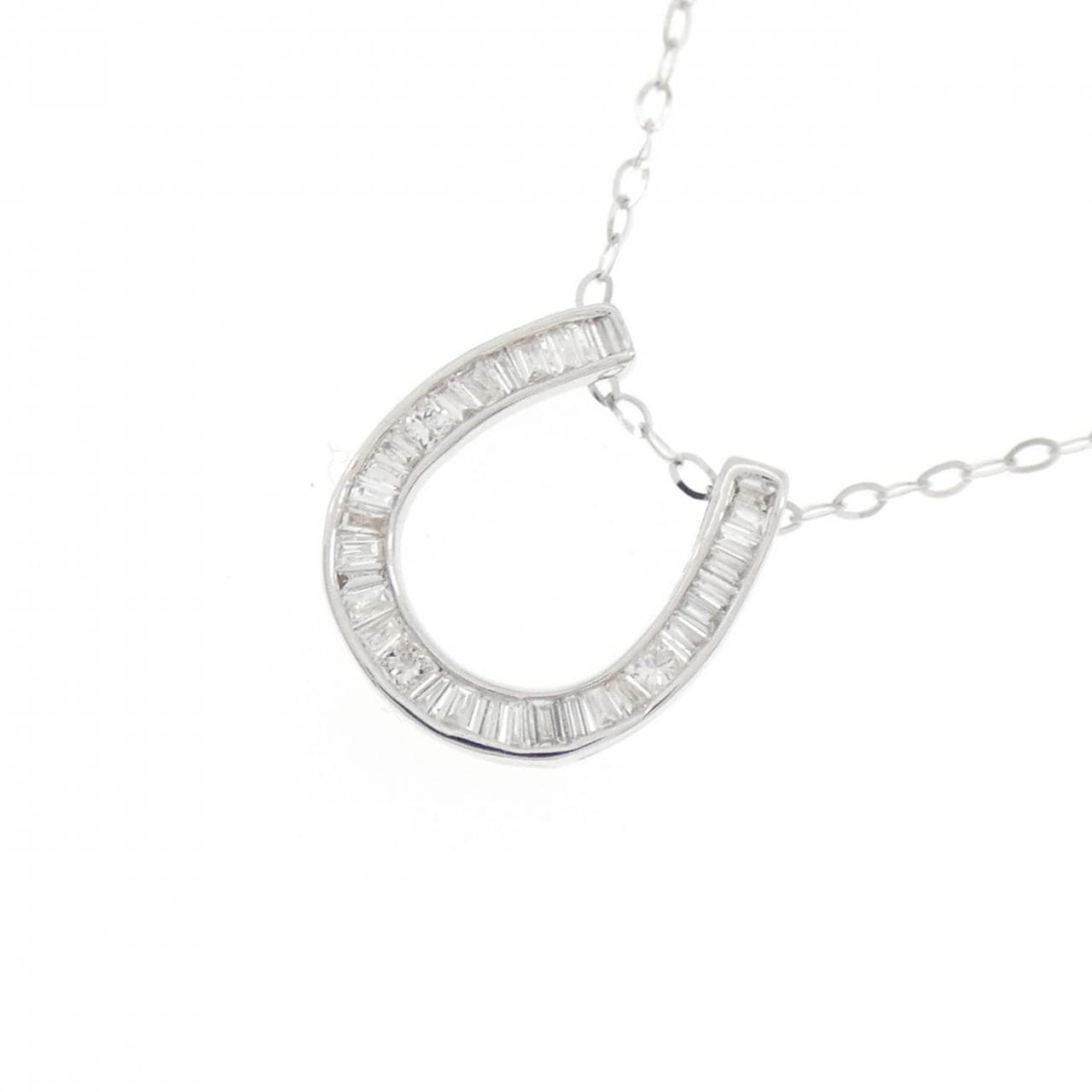 K18WG ホースシュー ダイヤモンド ネックレス 0.20CT