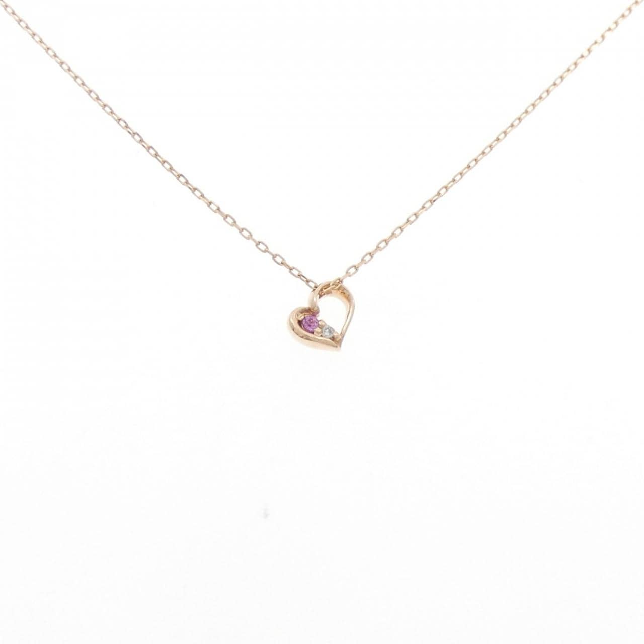 K10PG ハート サファイヤ ネックレス