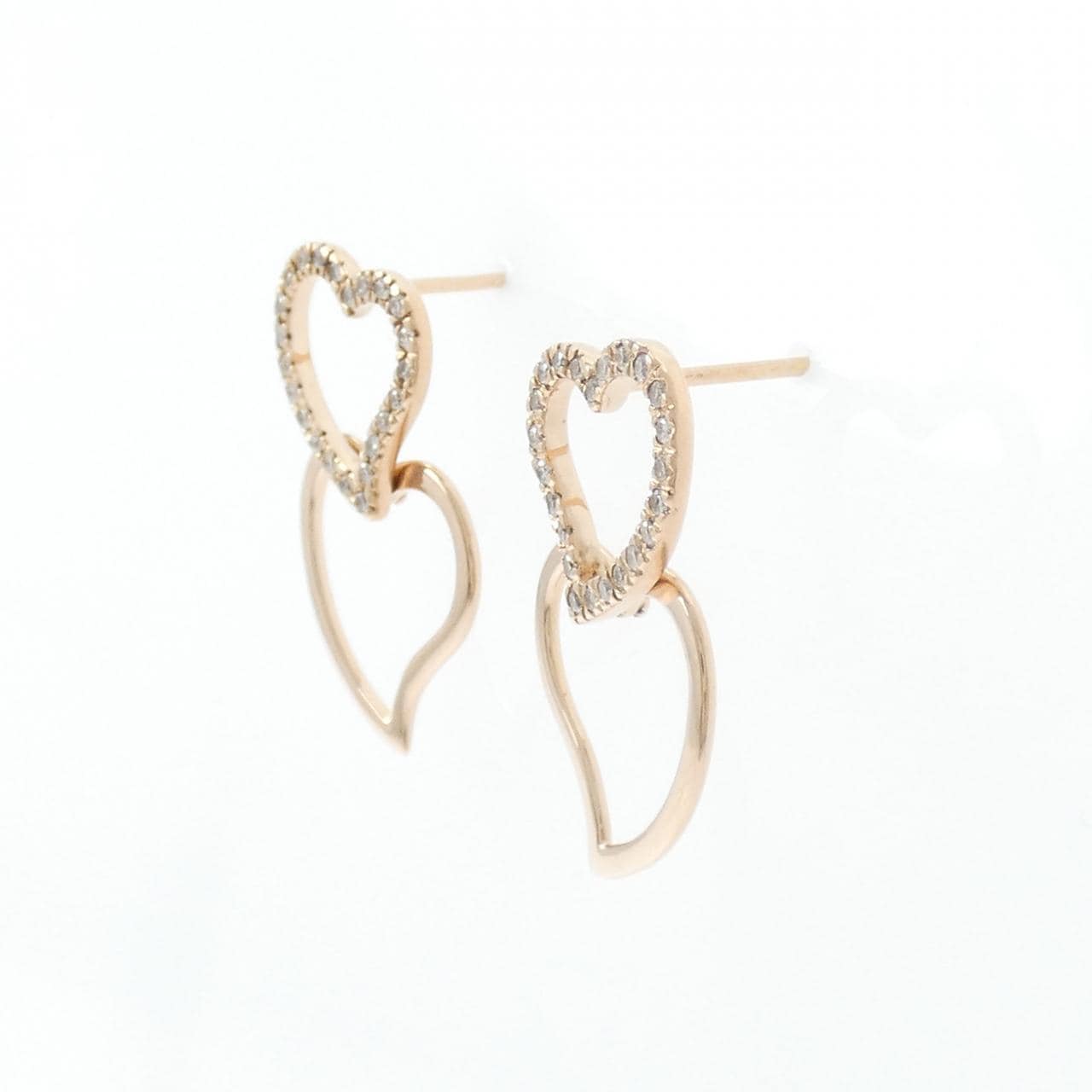 K18PG ハート ダイヤモンド ピアス